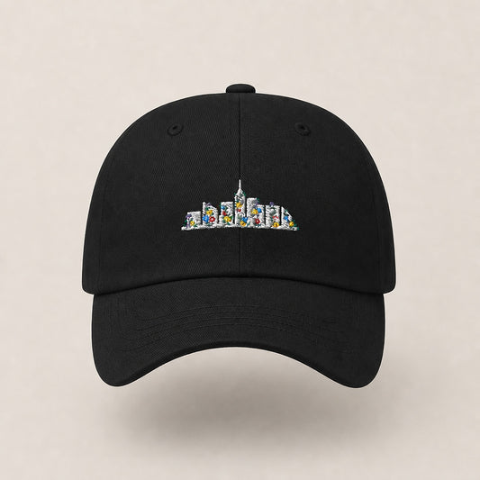 Skyline Floral Dad Hat (Black) — front