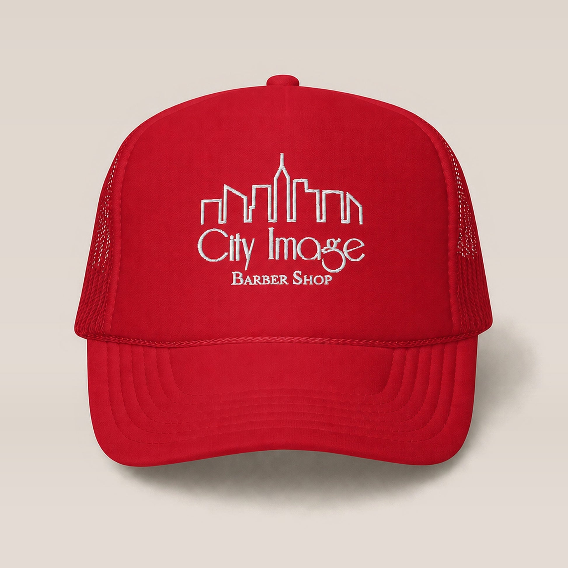 City Image Logo Foam Trucker Hat (Red) — front