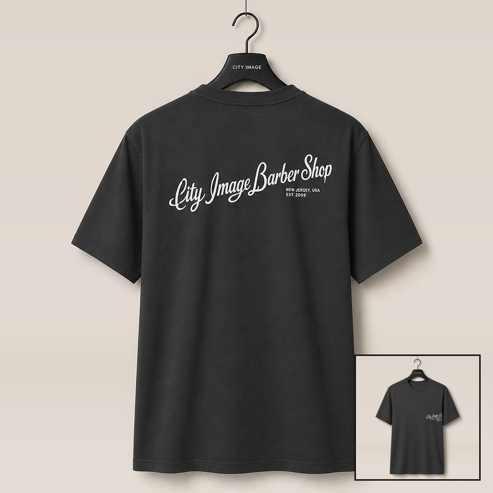 City Image Script Oversized Tee (Faded Black) studio