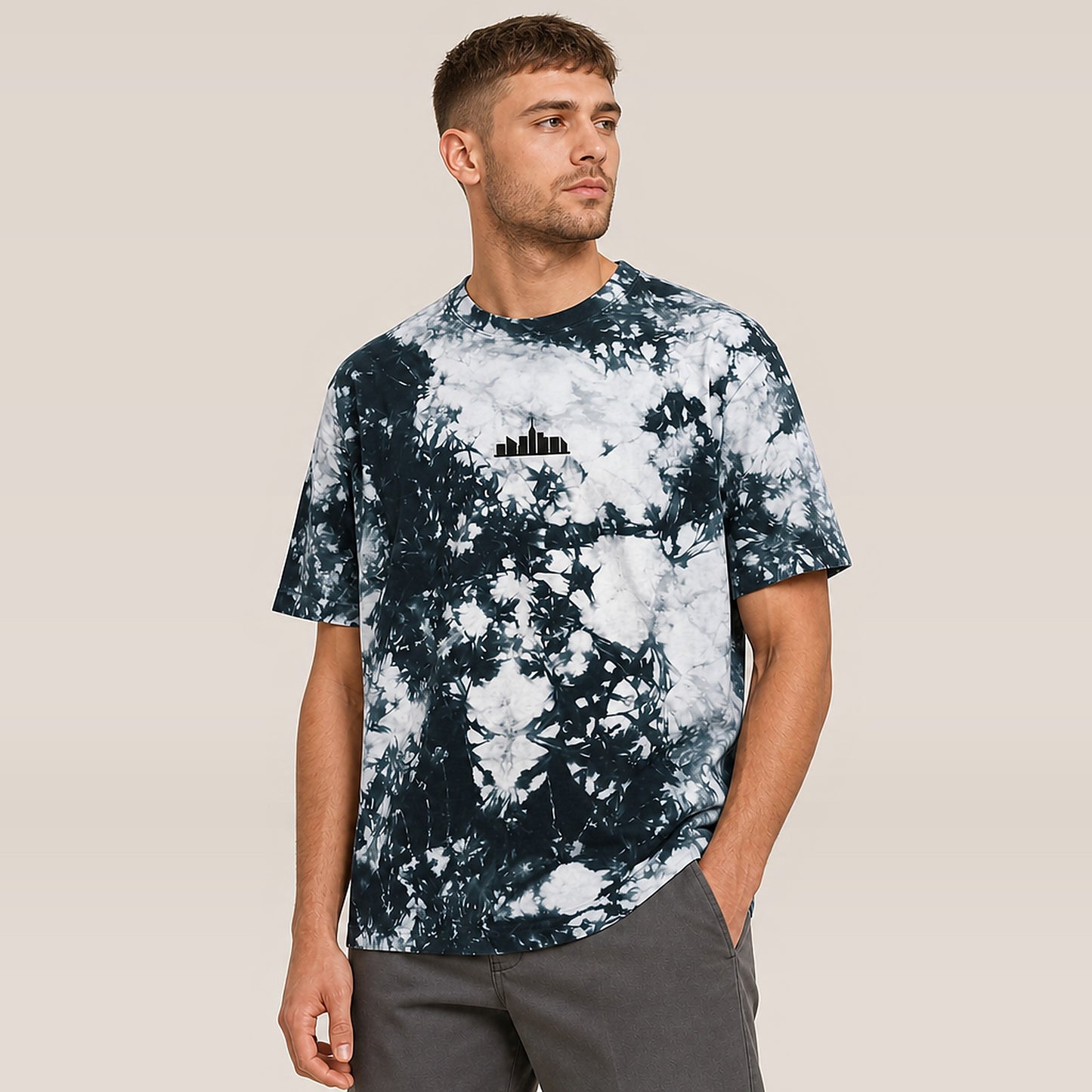 Skyline Oversized Stone Washed Tee — on model