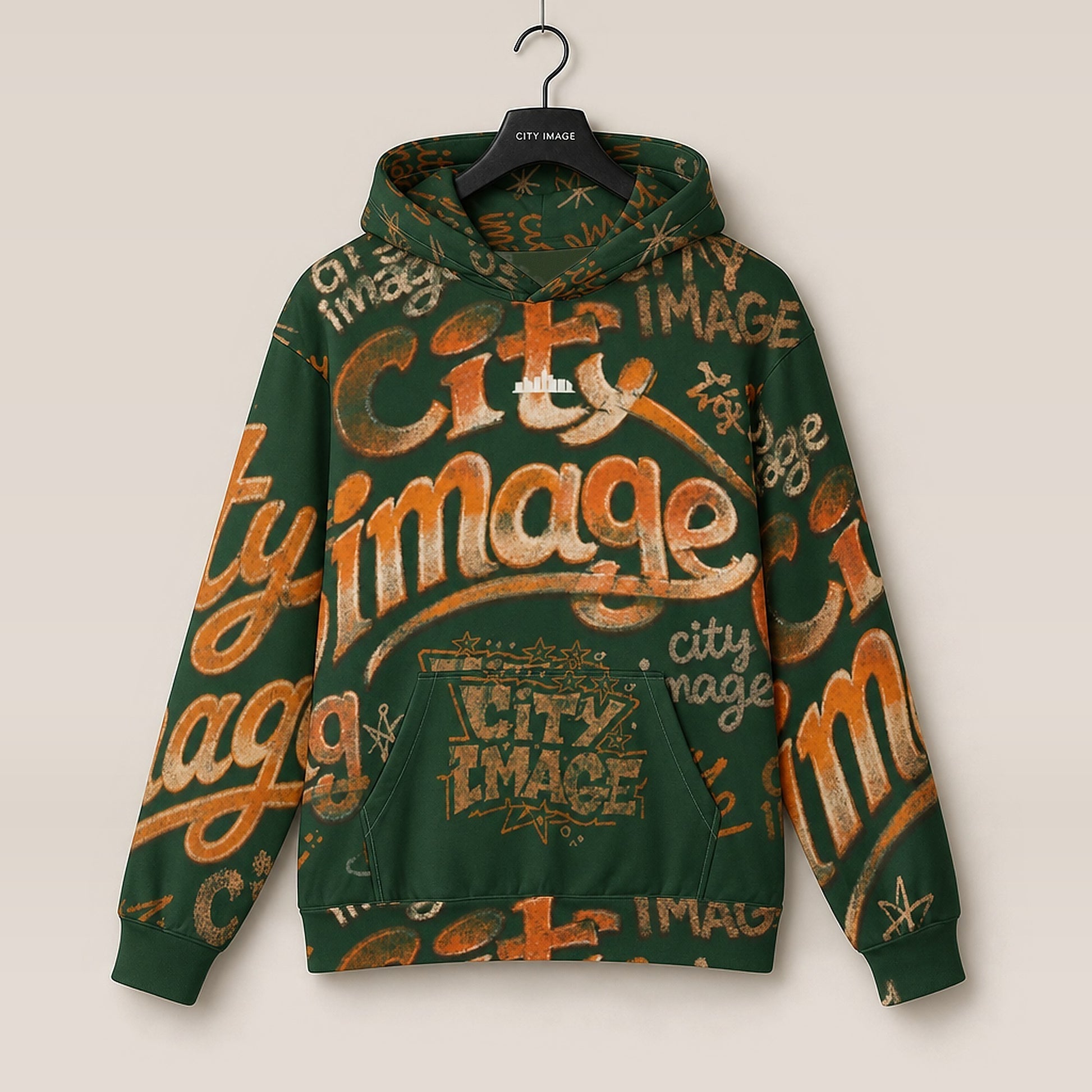 City Image All City Hoodie (Forest Green) on hanger