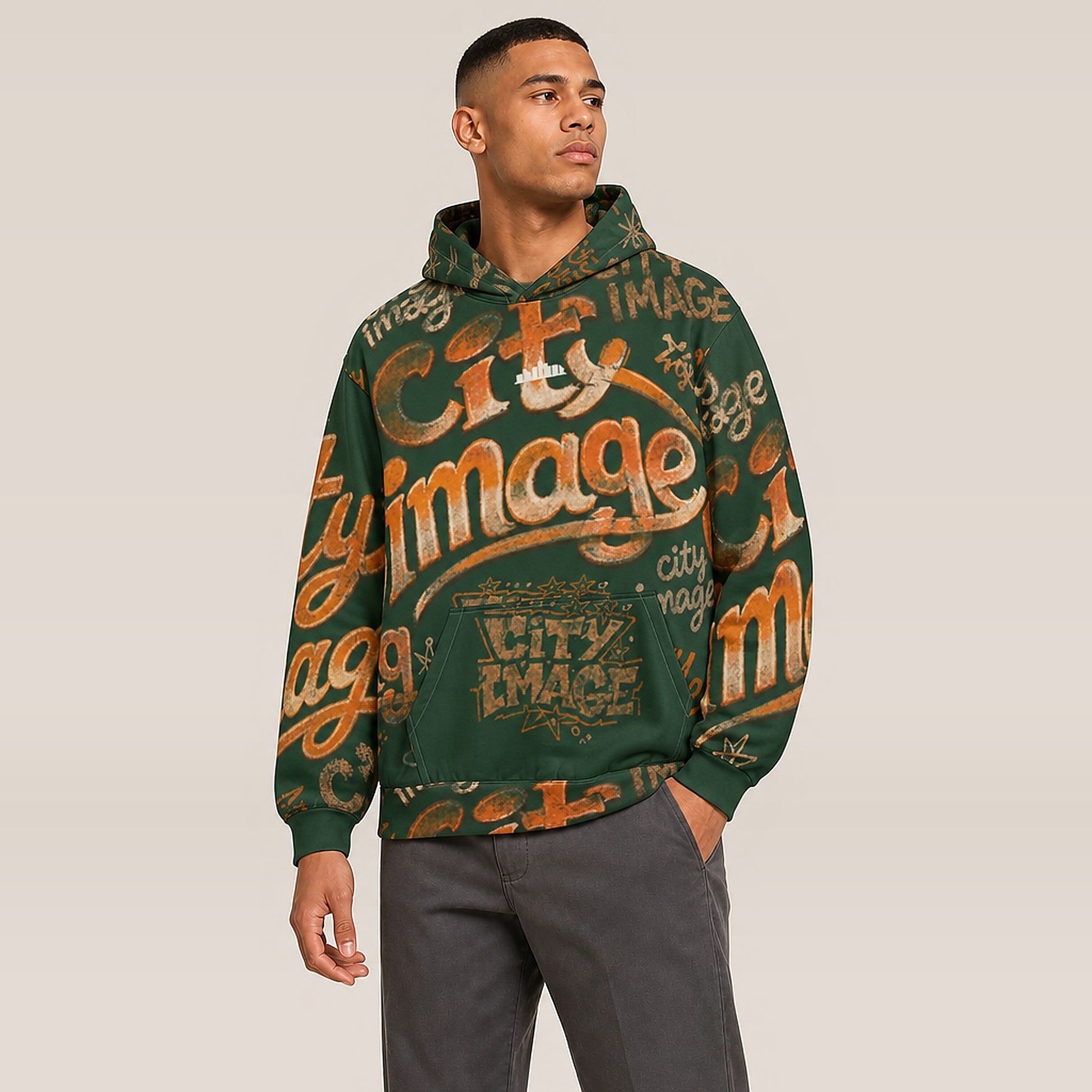 City Image All City Hoodie (Forest Green) on model